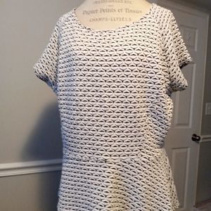 NWOT Black & White Peplum top